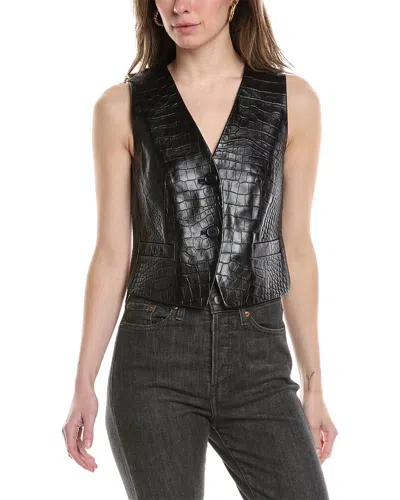 Helmut Lang Croc-embossed Leather Vest In Black