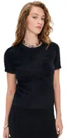 Helmut Lang Crop Eyelash Tee Black In Black