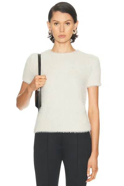 Helmut Lang Crop Eyelash Tee In White