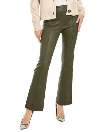 Helmut Lang Crop Flare Leather Pant In Green