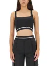 Helmut Lang Cotton Blend Square Neck Crop In Black