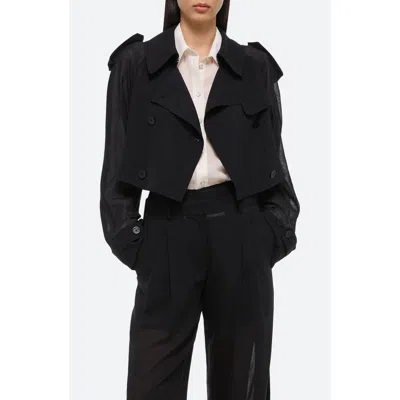 Helmut Lang Short Cocoon Trench Coat In Black