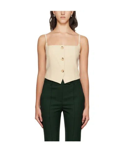 Helmut Lang Cropped Blazer Virgin-wool Blend Top In Nude