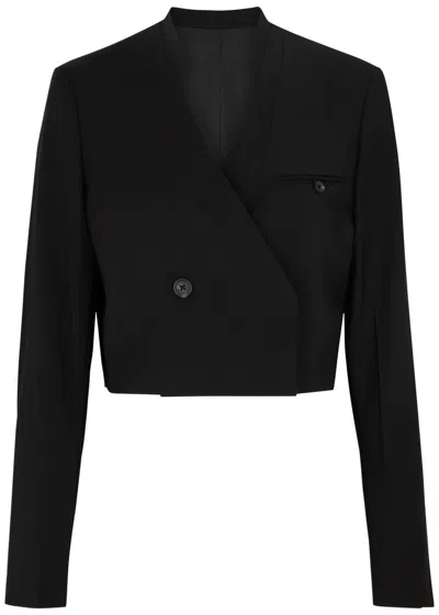 Helmut Lang Cropped Double-breasted Blazer In Black