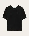 Helmut Lang Cropped Eyelash Knit Tee In Black