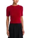 Helmut Lang Cropped Eyelash Knit Tee In Red