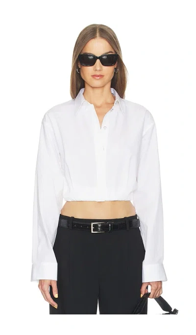 Helmut Lang Cropped Gather Shirt In White