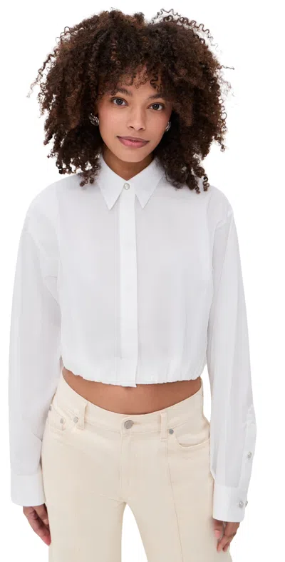 Helmut Lang Cropped Gather Shirt In White