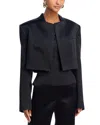 Helmut Lang Cropped Satin Blazer In Black