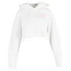 Helmut Lang Cropped Slogan Embroidered Hoodie In White Cotton In White