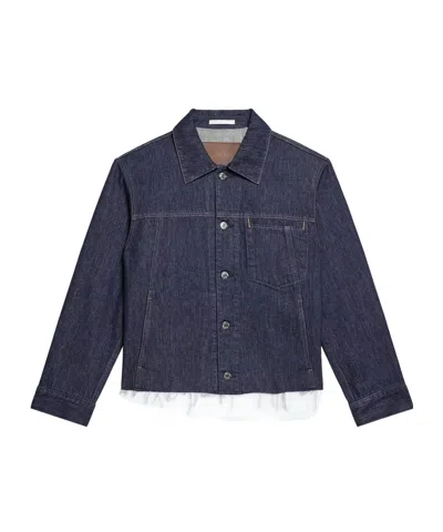 Helmut Lang Cropped Trucker Jacket In Blue