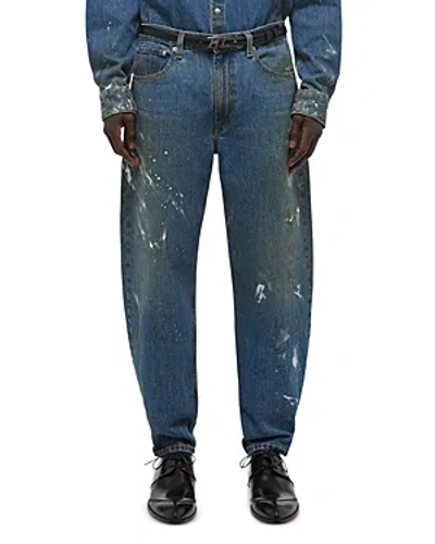 Helmut Lang Cropped Wide Leg Jeans In Mid Indigo Painter