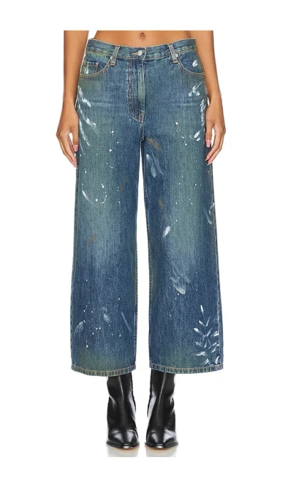 Helmut Lang Cropped Wide Leg In Mid Indigo