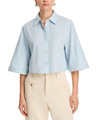 Helmut Lang Cropped Wide Sleeve Shirt In Blue