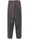 Helmut Lang Men's Melange Wool Pleated Pants In Grey