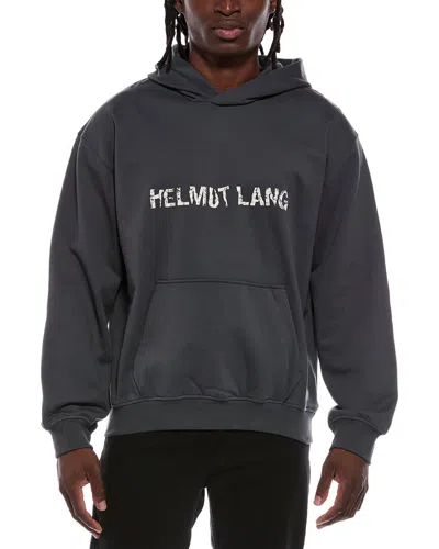 Helmut Lang Crumpled Logo Hoodie In Blue