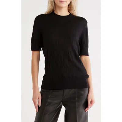 Helmut Lang Crush Short Sleeve Wool Blend Sweater