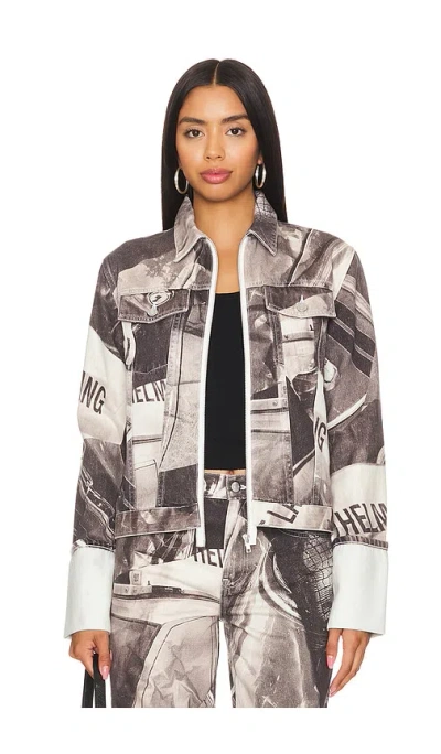 Helmut Lang Graphic Print Organic Cotton Trucker Jacket In Black