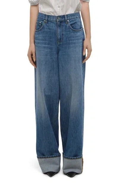 Helmut Lang Cuffed Wide Leg Jeans In Blue