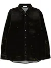 Helmut Lang Curved Classic Flocked Shirt In Green