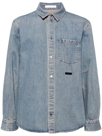 Helmut Lang Curved Denim Shirt In Blue