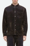 Helmut Lang Men's Flocked Denim Curved Shirt In Flocked Olive