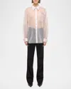 Helmut Lang Curved Bubble Pack Jacquard Sheer Button-up Shirt In Clear