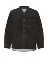Helmut Lang Curved Shirt In Flocked Olive