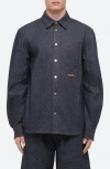 Helmut Lang Curved Sleeve Button-up Denim Shirt In Raw Indigo