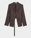 Helmut Lang Cut Away Blazer In Brown