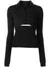 Helmut Lang Cut-out Button-up Top In Black