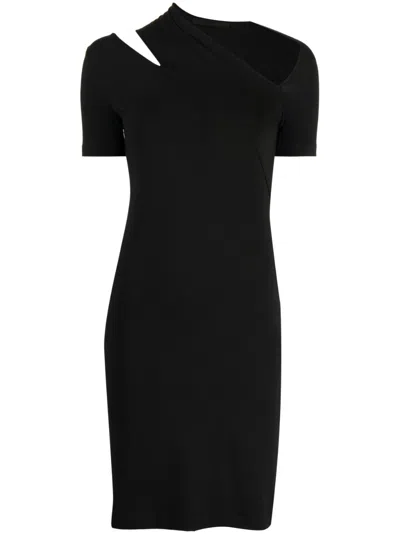 Helmut Lang Cut-out Detailing Cotton-blend Dress In Black