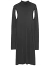 Helmut Lang Mock Neck Long Sleeve Cutout Dress In Grey