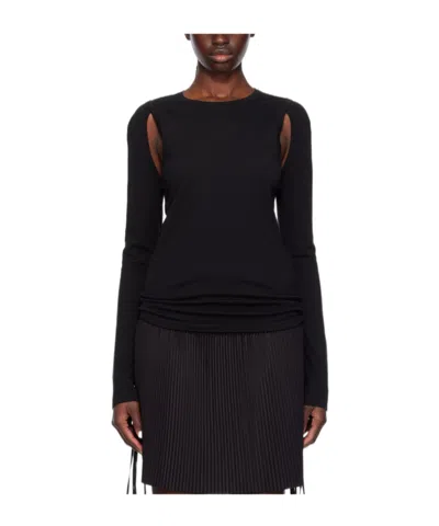 Helmut Lang Cut-out Fine-knit Jumper In Black