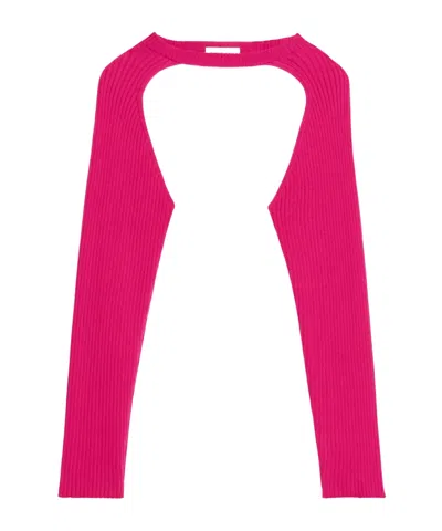 Helmut Lang Cut-out Ribbed-knit Jumper In Pink