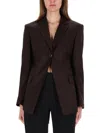 Helmut Lang Cutaway Wool Single-button Blazer In Brown