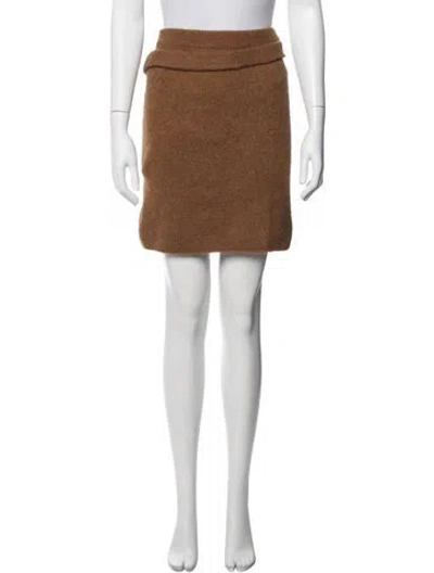 Pre-owned Helmut Lang Cutout Accent Mini Skirt W/ Tags In Brown