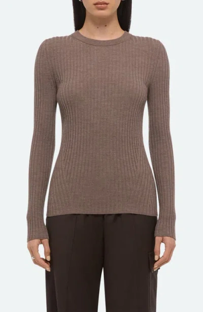 Helmut Lang Cutout Back Rib Top In Brown