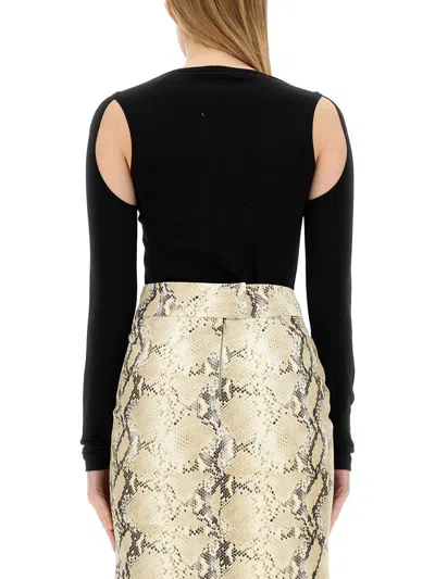 Helmut Lang Cut-out Cotton Sweater In Black