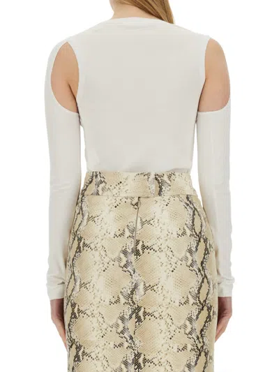 Helmut Lang Cut-out Cotton Sweater In White