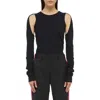 Helmut Lang Cotton Cut Out Underarm Crewneck Top In Black
