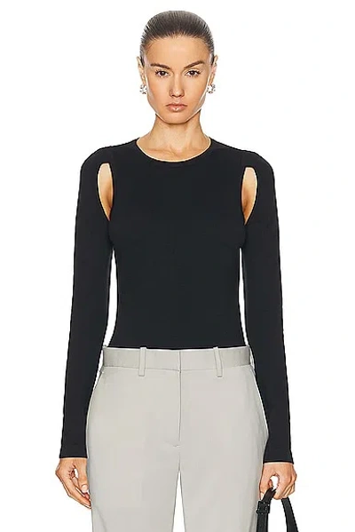 Helmut Lang Cutout Crewneck Top In Black