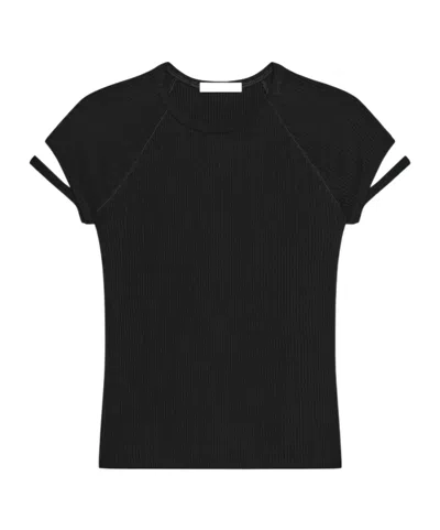 Helmut Lang Cutout Sleeve Top In Black
