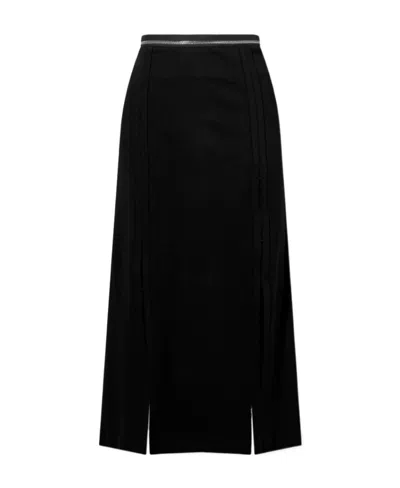 Helmut Lang Cut-out Zippered Midi Skirt In Black