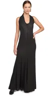Helmut Lang Layered Stretch-mesh Halterneck Maxi Dress In Black Sand