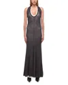 Helmut Lang Layered Stretch-mesh Halterneck Maxi Dress In Black Sand