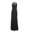 Helmut Lang Layered Stretch-mesh Halterneck Maxi Dress In Black