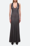Helmut Lang Dancer Plunge Neck Halter Maxi Dress In Multi