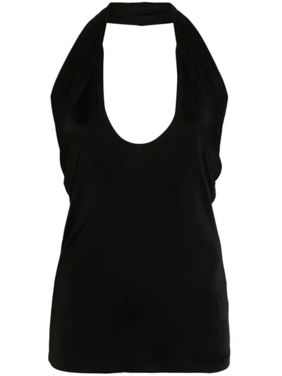 Helmut Lang Liquid Jersey Halter Top In Black