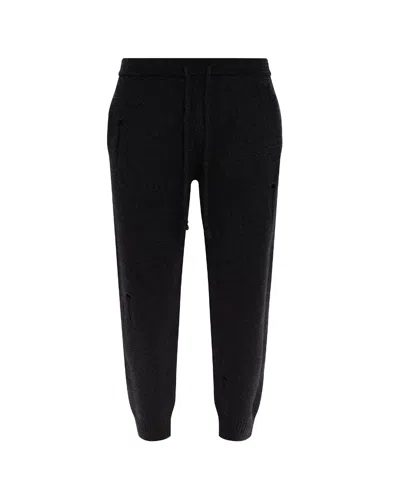 Helmut Lang Dark Grey Logo Casual Pants In Black